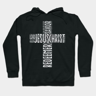 Jesus Christ Word Art Cross Hoodie